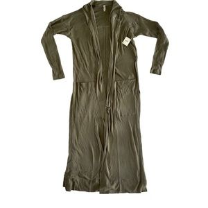 Free people intimately- hang out long line thumb hole cardigan Moss, green